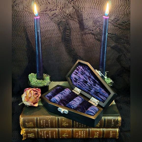 Black Moon Phases Coffin Ring Box Jewelry Organizers
